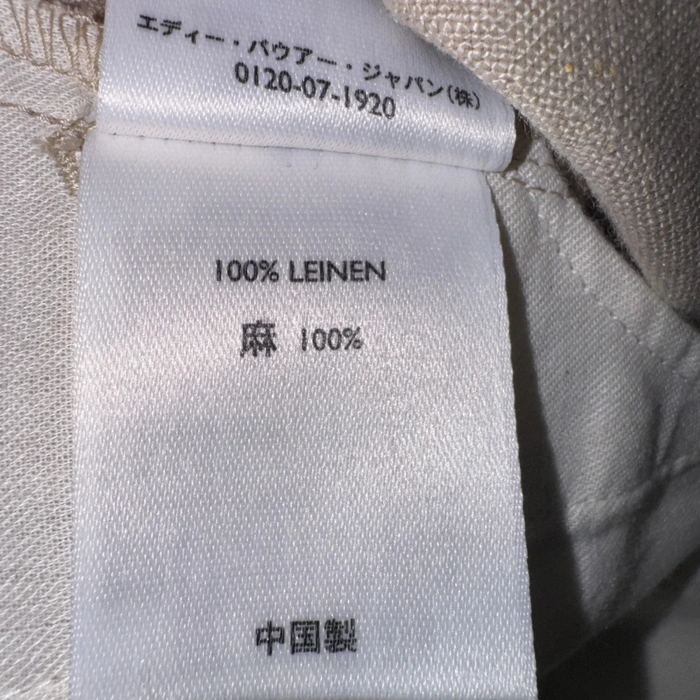 Eddie Bauer Mens 38x30 Beige 100% Linen Double Pleated Straight Leg Pants